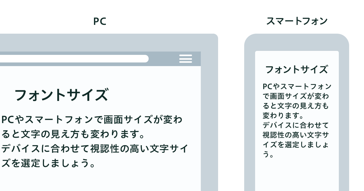 デバイスごとのフォントの変化