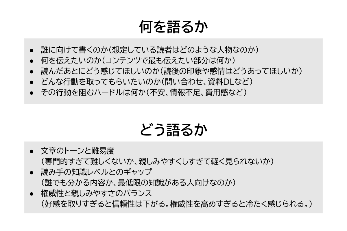 何を語るかどう語るか