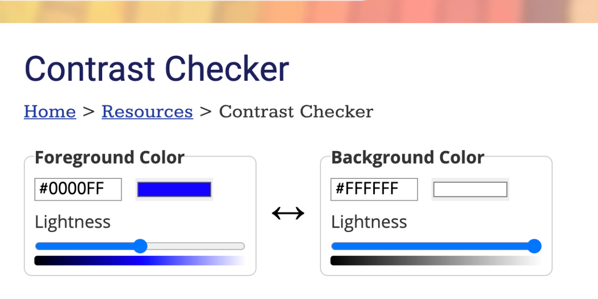 画面キャプチャ:WebAIM Color Contrast Checkerのページ