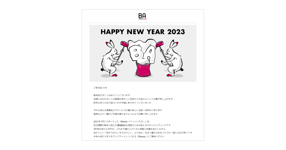 完成した年賀メールの画面キャプチャ